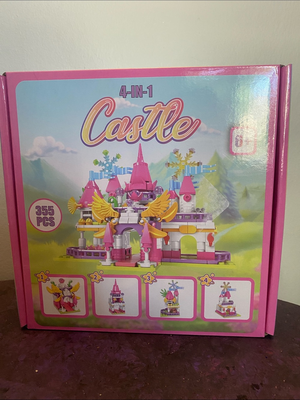 4-in-1 Pink Castle Building Set - 355 PCS by